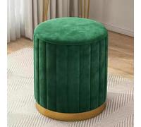 Round Velvet Storage Ottoman, Upholstered Footrest with Gold Base for Living Room or Bedroom