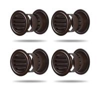 Round Ventilation Grille Kits, 40mm, Brown, Pack of 4, with Front Grille and Back for Bathrooms and Kitchens Doors