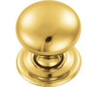 Round Victorian Cupboard Door Knob 32mm Dia Polished Brass Cabinet Handle