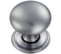 Round Victorian Cupboard Door Knob 38mm Dia Satin Chrome Cabinet Handle