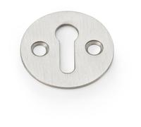 Round Victorian Standard Lock Profile Escutcheon - Satin Nickel Door Key Plate