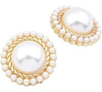 Round Vintage Faux Crystal pearbuttons, 20 Pcs Multicolor 15-25mm Flower Coat Pearl Alloy Rhinest Shank Buttons for Sewing(23mm,Gold)