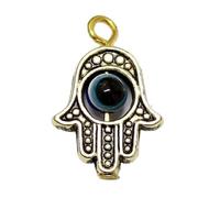 Round Vintage Hamsa Evil Eye Gold Pendant X 2 Hand Of Fatima Charm Amulet