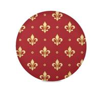 Round Vinyl placemats Mardi Gras Carnival Fleur De Lis Red Modern placemats Heat Resistant Waterproof placemats for Kids Reusable placemats Washable Spring Decor Farmhouse Table placemats