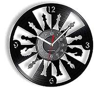 Round Wall Clock Chess Gameative Wall Clock International Chess Pieces For Game Room Modern Design Vinyl Record Retro Clockwork Clock Gift