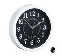 Relaxdays Round, Ø 20cm, Hanging Wall Clock, Classic Design, Battery-Operated, White, 20 x 4 cm