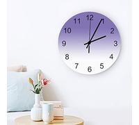 Round Wall Clock Purple White Ombre,Purple Gradient Color Modern Abstract Art Decorative Clock Easy To Read Home Clock Large Number Clocks Decorative For Office Kitchen Bedroom