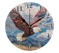 Round Wall Clocks, Clock Glede over Golden Wheat Field Silent Non-Ticking Decorative Wall Clocks Battery Operated Easy to Read for Indoor Living Room Bedroom 10 IN