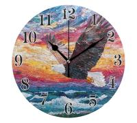 Round Wall Clocks, Clock Glede over Sunset Pattern Silent Non-Ticking Decorative Wall Clocks Battery Operated Easy to Read for Indoor Living Room Bedroom 10 IN