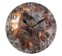 Round Wall Clocks, Clock T Rex Breaking Through Wall Silent Non-Ticking Decorative Wall Clocks Battery Operated Easy to Read for Indoor Living Room Bedroom 10 IN