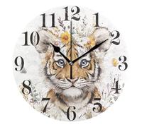 Round Wall Clocks Cute Tigers Silent Non-Ticking Wall Clocks Battery Operated Easy to Read for Indoor Living Room Bedroom Decorative 10 IN