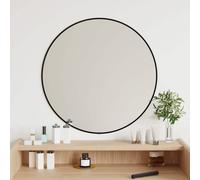 Round Wall Mirror Black 60 cm Glass PVC Frame Minimalist Home Decor Wall-Mounted