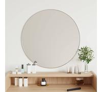 Round Wall Mirror Silver 60cm Glass PVC Minimalist Vanity Mirror Wall-mounted UK
