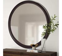 Round Wall Mirrors 30 Inch,Rustic Bathroom Mirror with Wood Grain Pattern