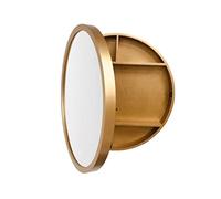 Round Wall-Mounted Bathroom Mirror with Shelf - 60x60x13cm Stylish Vanity Makeup Mirror for Elegant Bathroom Decor (Color: D)