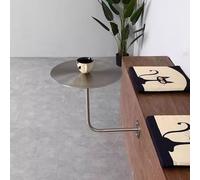 Round Wall Mounted Coffee Table with Stainless Steel Base Easy Assembly Bistro Table for Bar Cafe Leisure Space Saving Modern Design