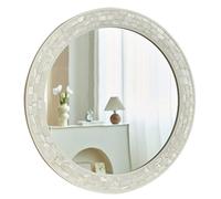 Round Wall-Mounted Mirror 19.7/23.6/27.6inch, HD Mosiac Decorative Mirror with Shells Inlay for Bathroom Bedroom Entryway Living Room(70x70cm/27.6x27.6inch)