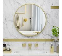 HOMCOM Round Bathroom Mirror, Modern Wall Mirror Aluminium Frame, 60 x 60cm