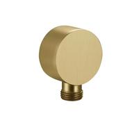 Round Wall Supply Elbow, Handheld Shower Hose Connector, Union Shower Outlet Elbow, G 1/2", Gold