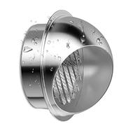 Round Wall Vent Outlet, Air 304 Stainless Steel, Hemispherical Grille Ventilation Cover External Extractor For Outdoor, Exhaust Grille Wall Air Vent Dryer Hood(4.3in/110mm Caliber 107mm)