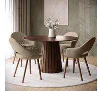 Round Walnut Pedestal Dining Table - Seats 4 - Owen