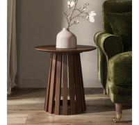 Round Walnut Pedestal Side Table - Owen