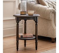 Round Walnut Side Table with Storage Shelf - Madie