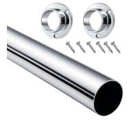 Round Wardrobe Rail 19mm 25mm Brass or Chrome Clothes Hanging Rail with End Sockets Strong Cut to Size for Wardrobes, Closets, Cupboards, Bedroom Storage (Chrome Plated, 25mm x 1000mm)