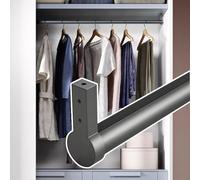 Round Wardrobe Tube Closet Rod with End Support, Top/Wall Mount Closet Hanging Pole Organizer System, Heavy Duty Metal Coat Clothes Hanger Bar(Gray,140cm(55 1/8"))