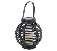 Urbn-Living Urbnliving Height 21Cm Round Black Colour Warm White Led Solar Lantern Hanging With Handle Garden Décor