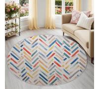 Round Washable Area Rug 60 cm - Modern Minimalist Geometric Soft Low Pile Accent Floor Carpet with Non-Slip Backing Rugs for Living Room Bedroom Nursery Home Office Multicolor