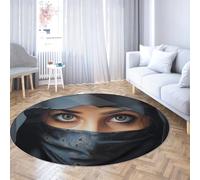 Round Washable Rug for Living Room 180cm Mysterious Beautiful Woman Print Decor Non Slip Large Circle Carpet for Study Room Balcony