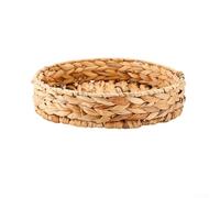 Round Water Hyacinth Serving Trays,Water Hyacinth Woven Storage Baskets, Shallow Water Hyacinth Rattan Serving Tray For Breakfast Coffee Dining Bread Fruit(Round fruit tray)