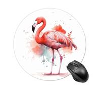 Round Watercolor Flamingo Mouse Pad Non-Slip Rubber Small Cute Mouse Pad Mini Travel Gaming Mousepad Washable Funny Computer Mat Waterproof for Laptop Office Home Men Women