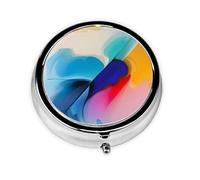 Round Watercolor Painting A Round Mini Pillbox with Three Compartments for Storing Vitamins, Fish Oil, and Nutritional Supplements.