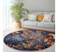 Round Watercolor Rug 180cm, Non-Slip Washable Area Rugs for Bedroom Retro Plants Vines Leaves Soft Printed Carpet Non-Shedding Living Room Kitchen and Playroom Available Color