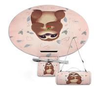 Round Waterproof Picnic Blanket, Cute Sloth Printed Outdoor Foldable Picnic Mat for Camping Beach Grass Park