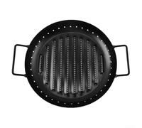 Round wave grill with non-stick coating, made of durable iron for even heat, ideal barbecue accessory for vegetables and meat when camping and outdoor picnics, black, 37.1 x 30 x 4 cm
