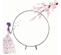 Round Wedding Arch Backdrop Stand, 100-260cm Adjustable Metal Balloon Arch, Weather-Resistant for Party Decorations