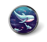 Round Whale Lapel Pin Metal Custom Pins Personalized Decoration Lapel Badge Small Brooch Hat Shirt Tie Sweater Clothes Accessories Decoration for Men Women