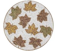 Round White 13" Beaded Charger for Dining Table - Holiday & Christmas Glitz Decor in White, Green & Gold