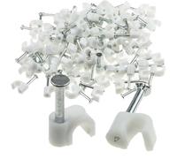 Round White 4mm Cable Clips Secure Fastenings Cables [100 Pack]