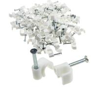 Round White 5mm Cable Clips Secure Fastenings Cables [100 Pack]