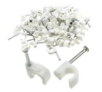 Round White 7mm Cable Clips Secure Fastenings Cables [100 Pack]