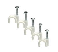 Round White Cable Clips 5mm with Fixing Nails - Packs of 100
