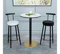Round White Marble Bar Table with Metal Base Easy to Assemble Cocktail Table for Kitchen Home Restaurant Coffee Shop - Seats 2-4 People Stylish d-Leg Design