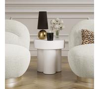 Round White Ribbed side table - Astrid