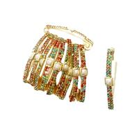 Round White Stone Safety Pin or Saree Pin Double Line Diamond (12 Pcs) Multicolor