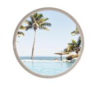 Round Window Rotating Tempered Glass Home Decoration Ventilation Windows Central Axis 360° Rotatable Window for Bathroom, Bedroom, Living Room(White A,100cm)