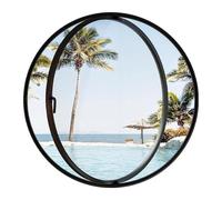Round Window Rotating Tempered Glass Home Decoration Ventilation Windows Central Axis 360° Rotatable Window for Bathroom, Bedroom, Living Room(Black A,100cm)